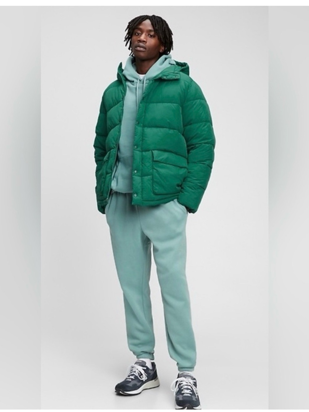 Men's Green Puffer Jacket - Gap